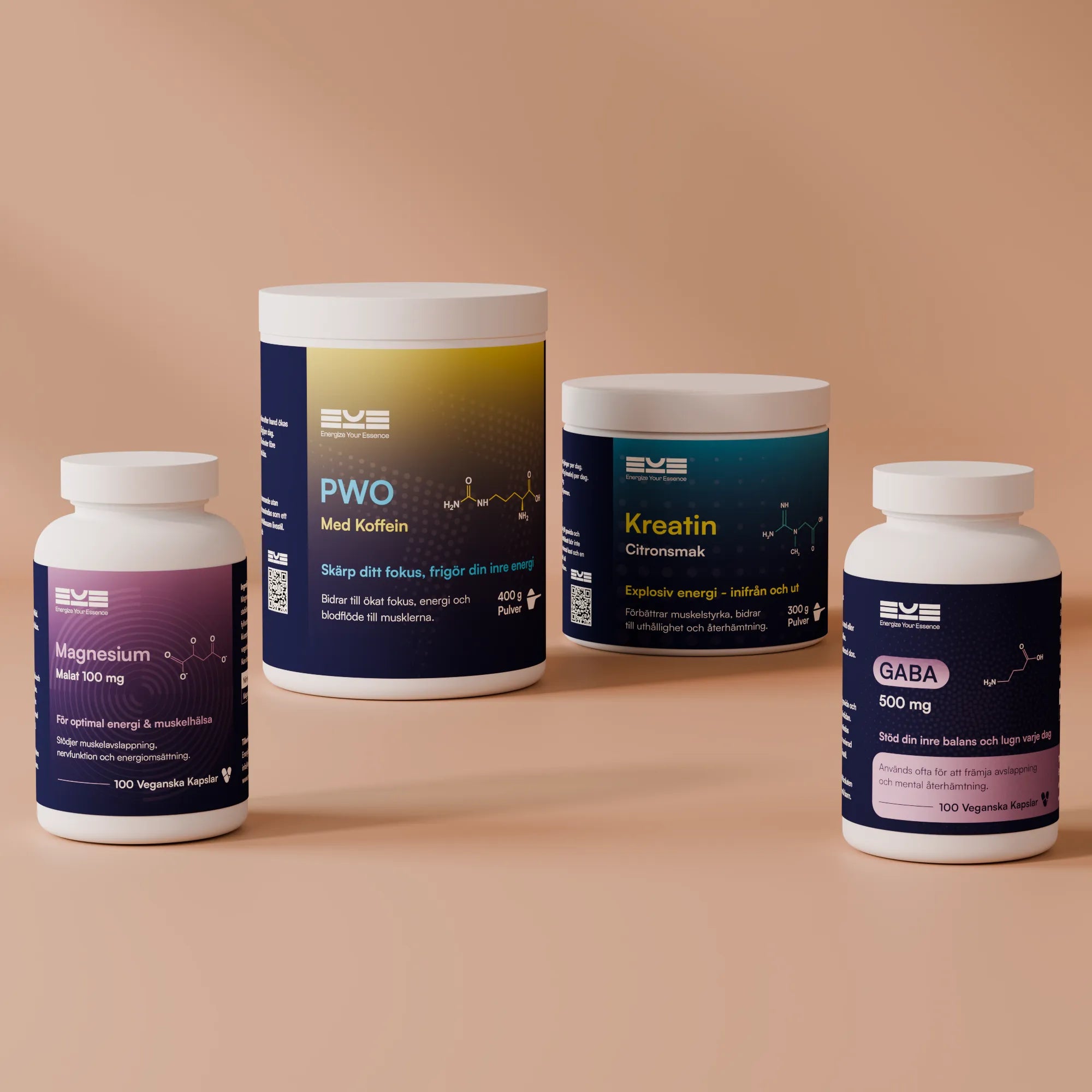 Kosttillskott för träning och prestation – PWO med koffein, Kreatin citronsmak, Magnesium och GABA från Energize Your Essence