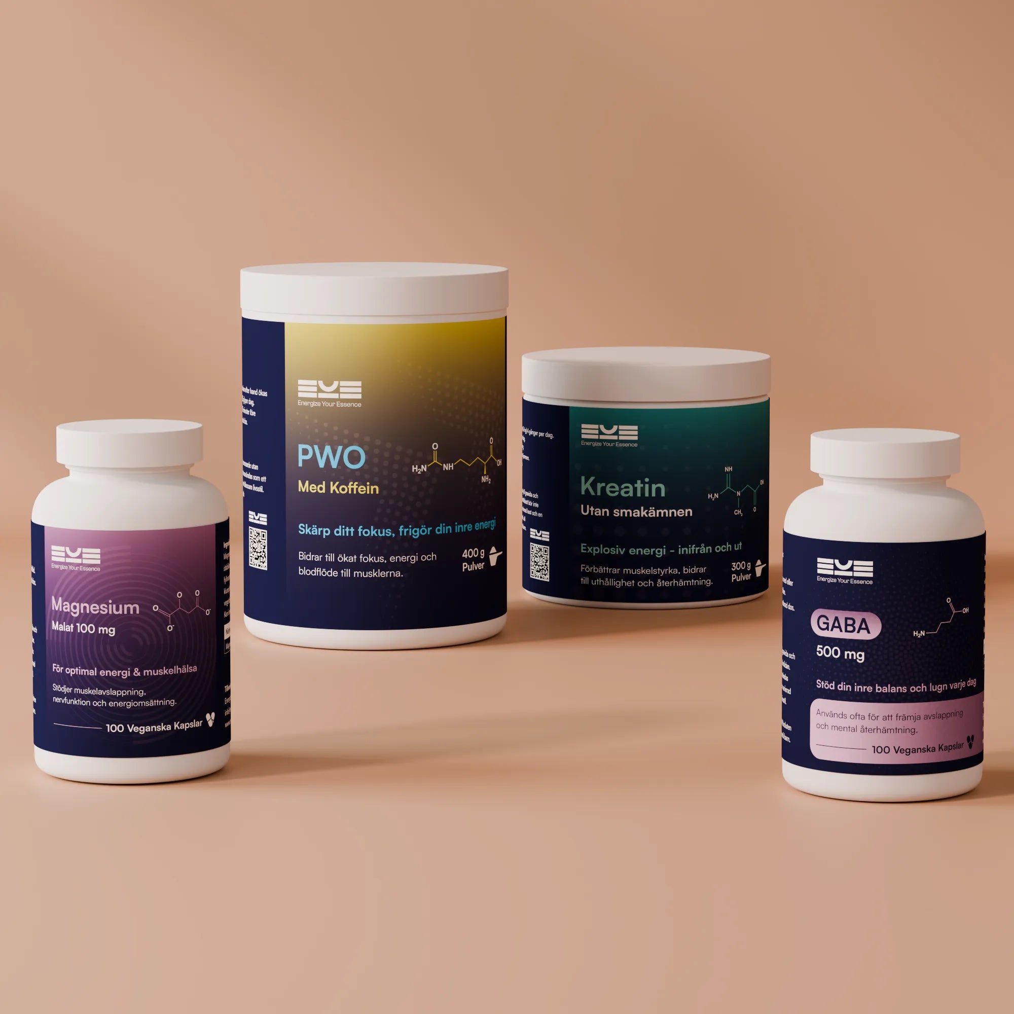 Kosttillskott för träning och återhämtning – PWO med koffein, Kreatin utan smak, Magnesium och GABA från Energize Your Essence